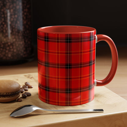 Red Plaid Pattern Accent Coffee Mug (11, 15oz)