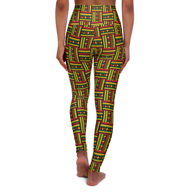 Kente Cloth High Waisted Yoga Leggings (AOP)