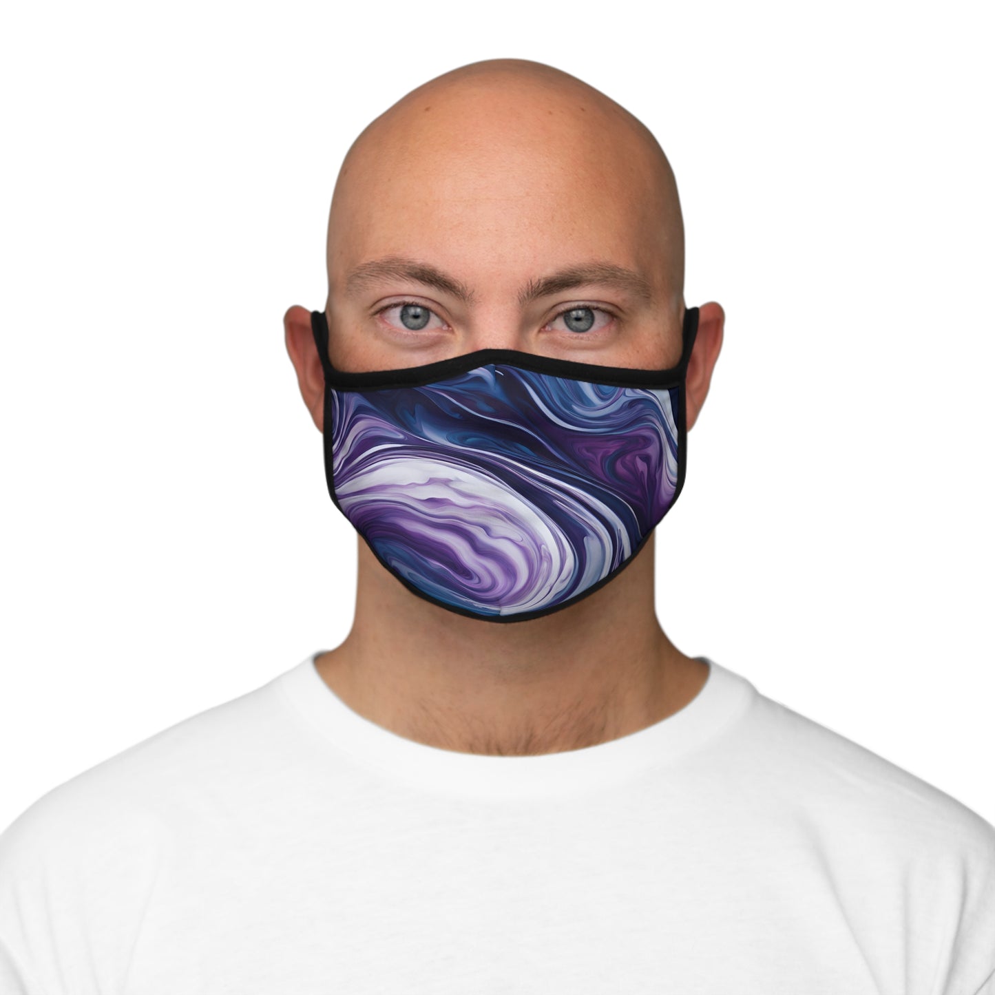 Blue and Purple Marble Swirl Fitted Polyester Face Mask