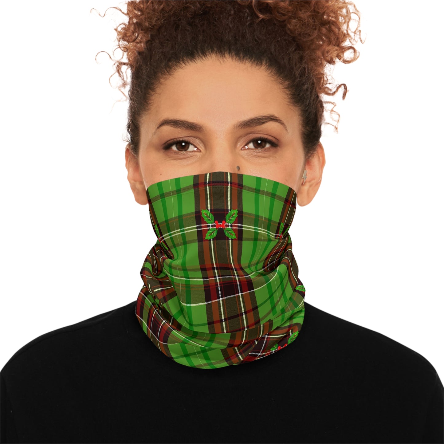 Christmas Striped Pattern Winter Neck Gaiter With Drawstring