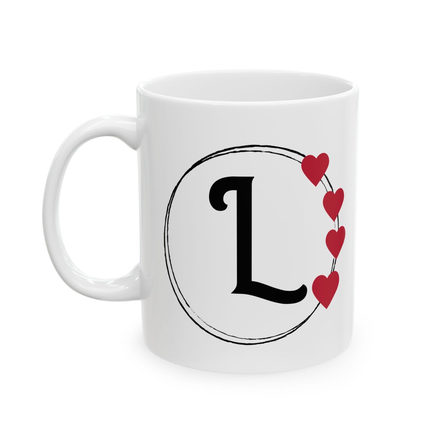 Letter "L" Monogram Heart Design Coffee Mug