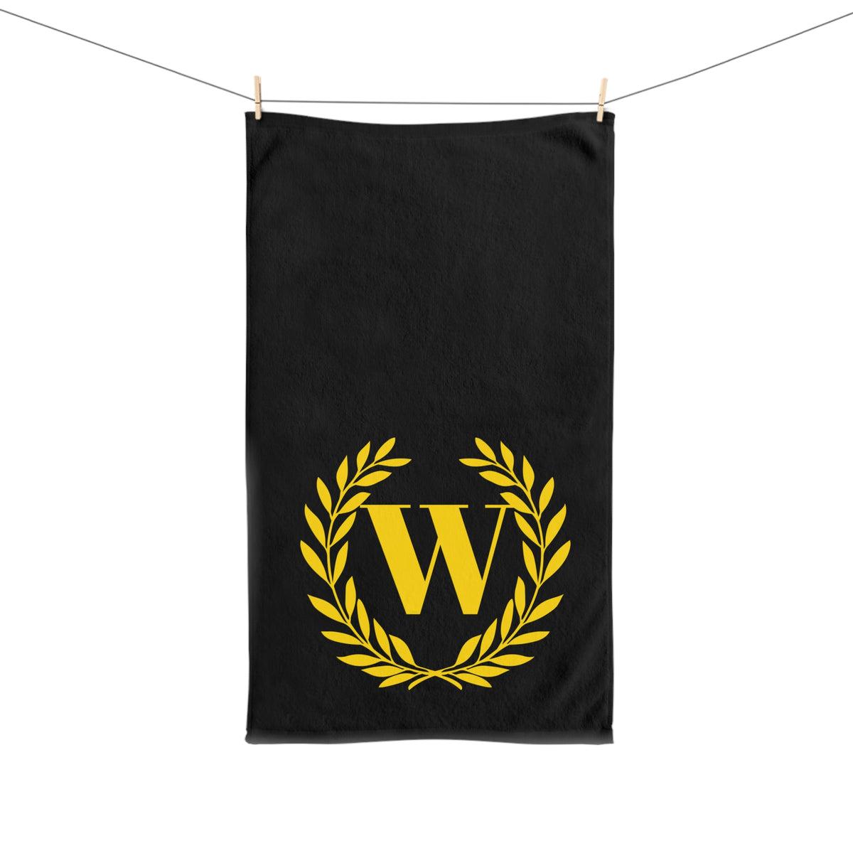 Elegant letter "W" Gold Laurel Monogram Hand Towel