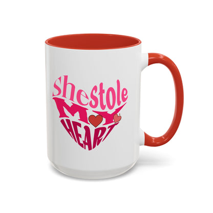 She Stole My Heart - Romantic Accent Coffee Mug (11, 15oz)