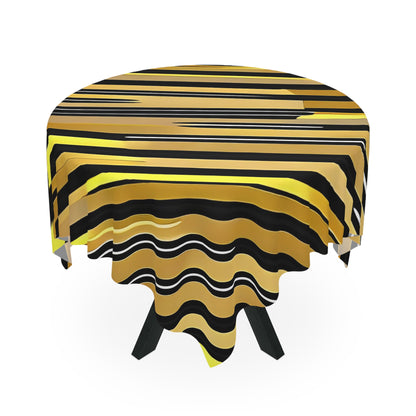 Gold and Black Stripe Pattern Tablecloth