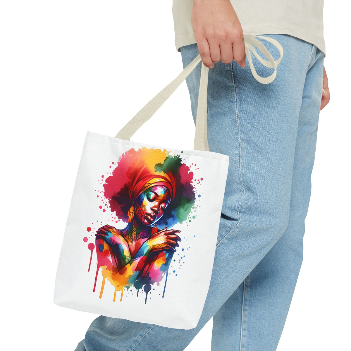 Colorful Abstract Black Woman Tote Bag