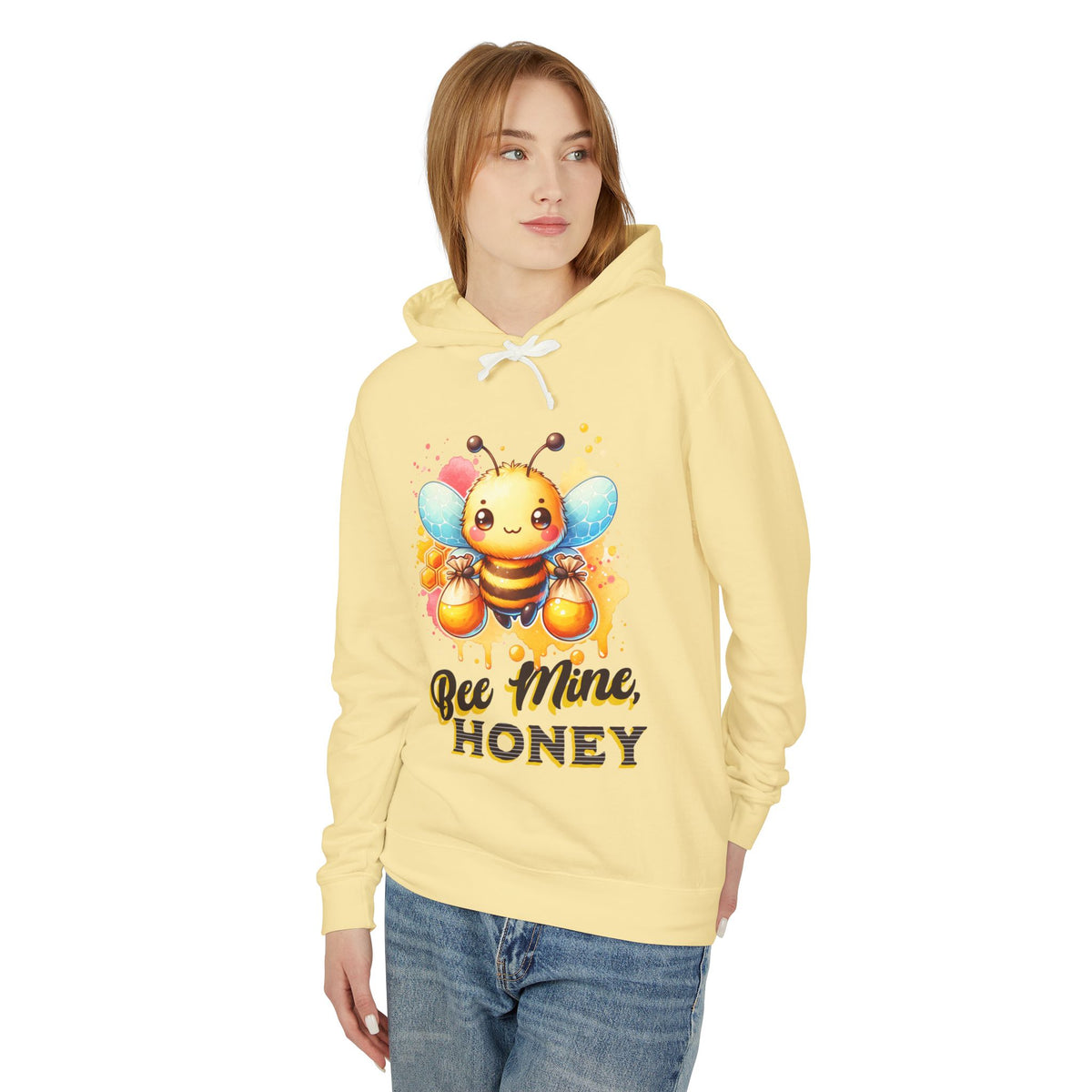 Bee Mine Honey - Romantic Unisex Lightweight Hooded Sweatshirt