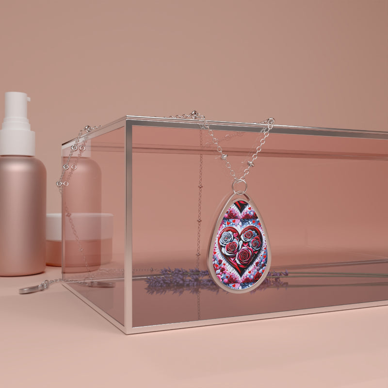 Rose Heart Oval Necklace