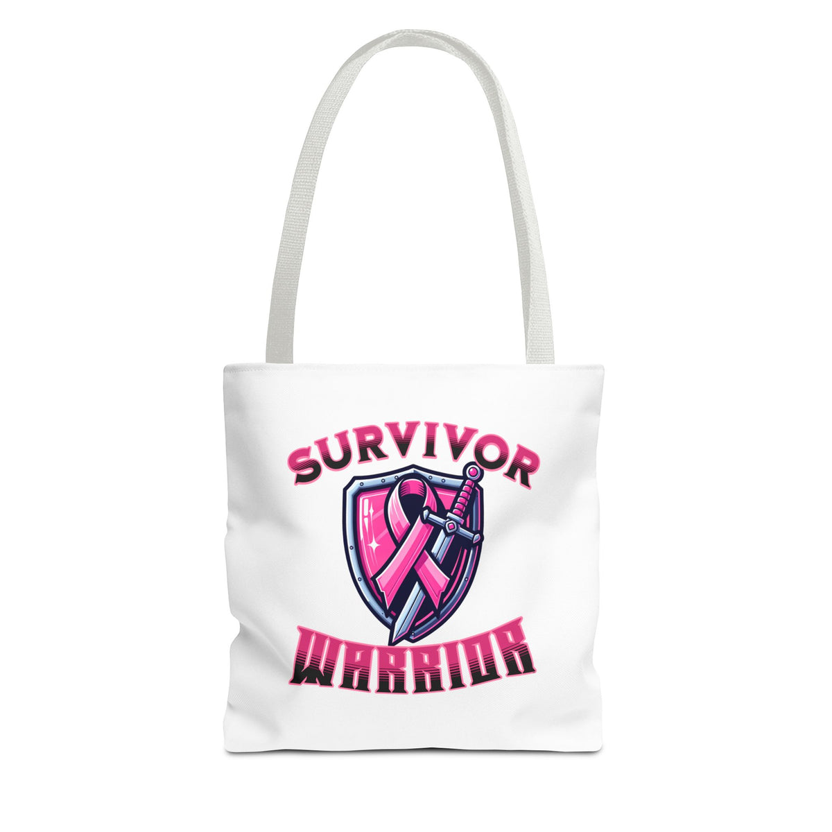 Survivor Warrior Tote Bag — Pink Ribbon Breast Cancer Awareness Tote