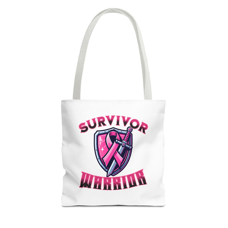 Survivor Warrior Tote Bag — Pink Ribbon Breast Cancer Awareness Tote