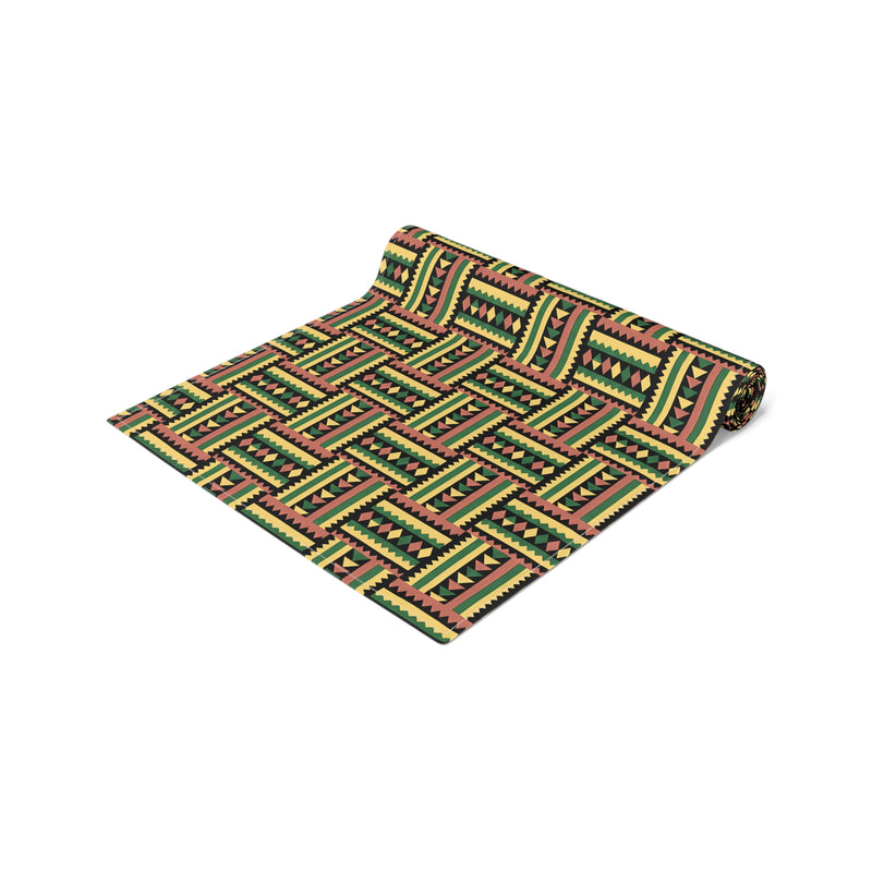 Geometric Colorful Woven Kente Pattern Table Runner
