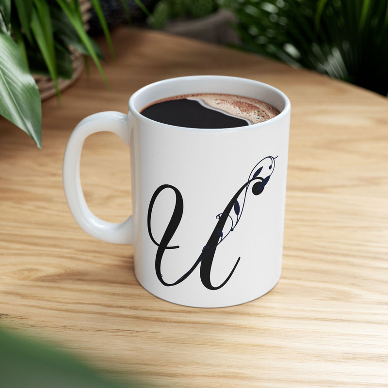 Letter "U" Decorative Monogram Design Coffee Mug