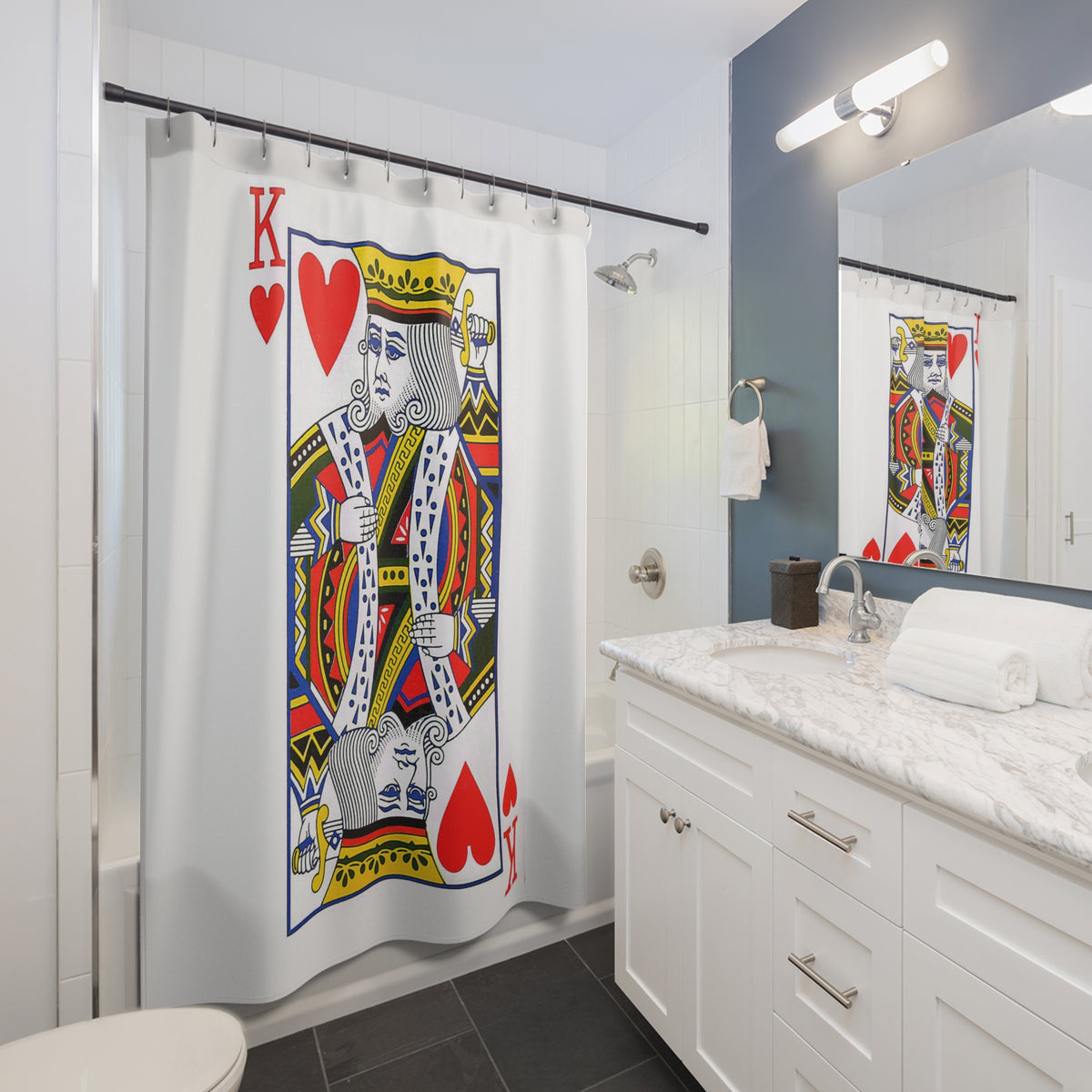 King of Hearts Playing Card - Shower Curtain - White