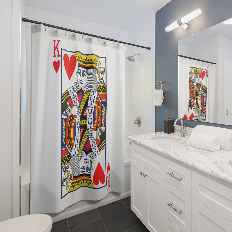 King of Hearts Playing Card - Shower Curtain - White