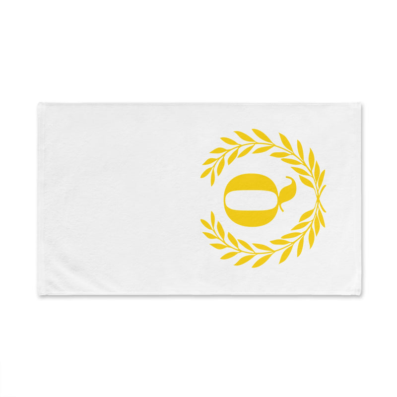 Elegant letter "Q" Gold Laurel Monogram White Hand Towel