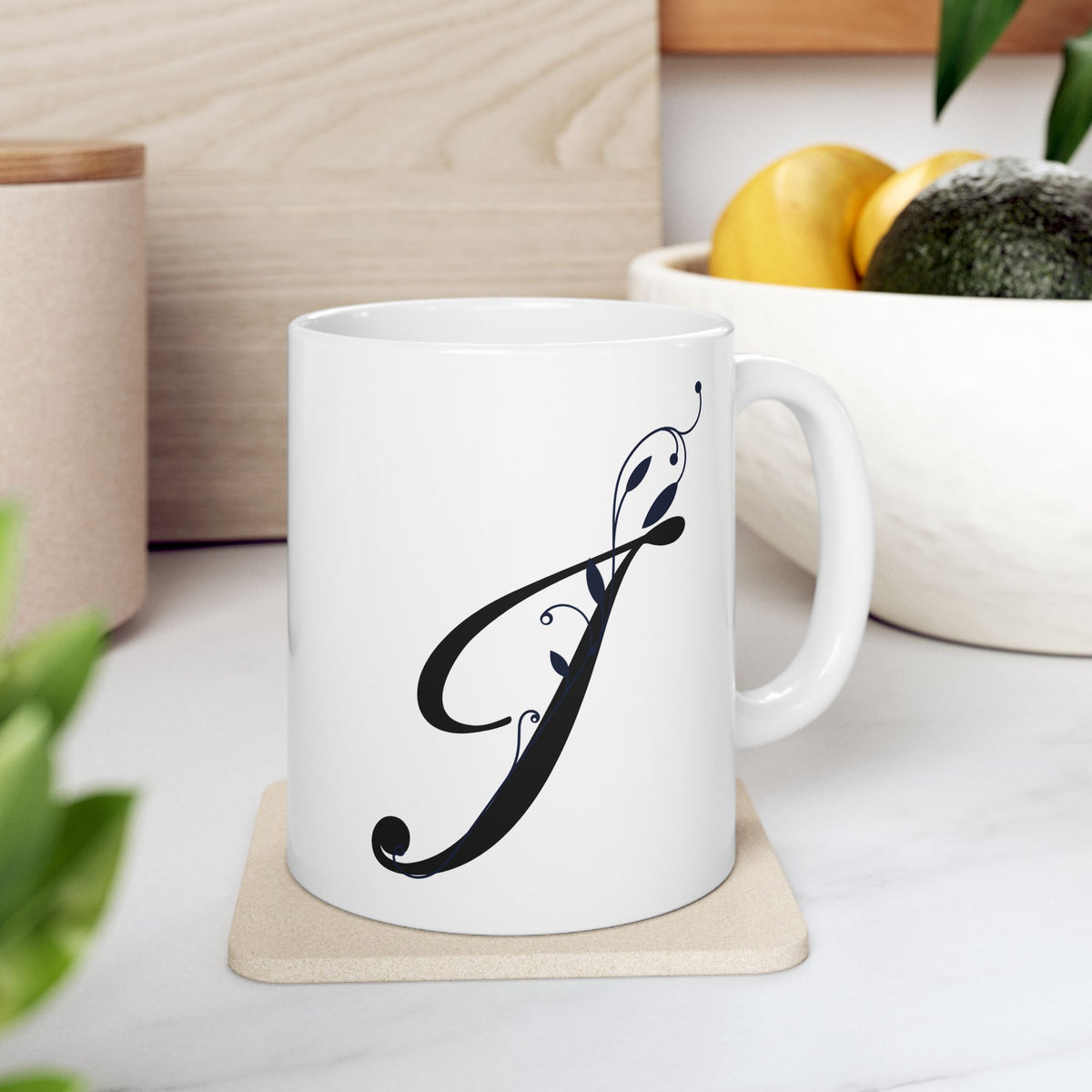 Letter "I" Decorative Monogram Design Coffee Mug