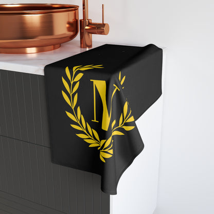 Elegant letter "N" Gold Laurel Monogram Hand Towel