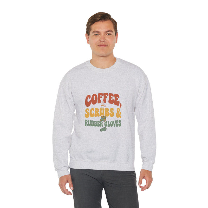 Coffee Scrubs and Rubber Gloves Sweatshirt — Funny Nurse Coffee Crewneck