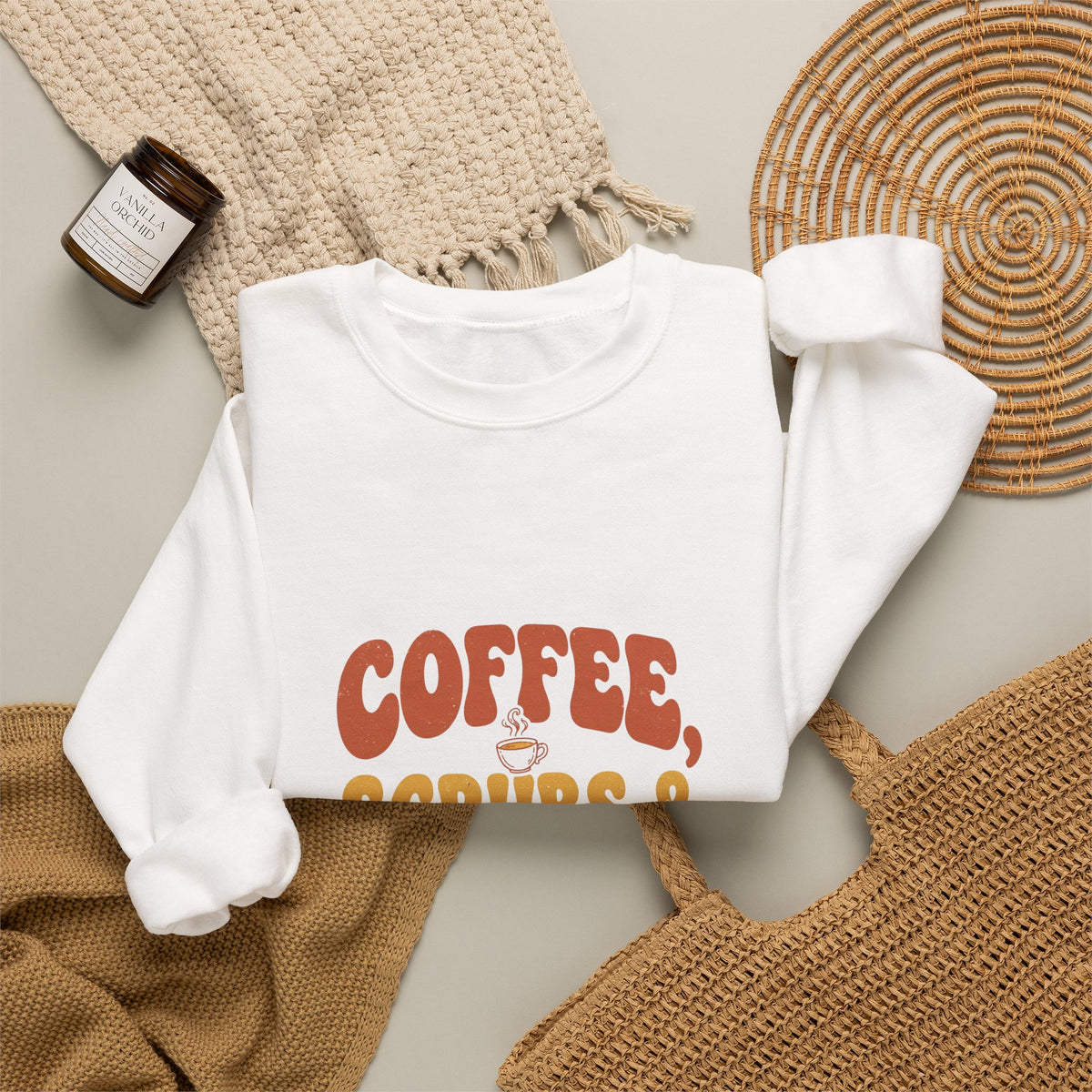 Coffee Scrubs and Rubber Gloves Sweatshirt — Funny Nurse Coffee Crewneck