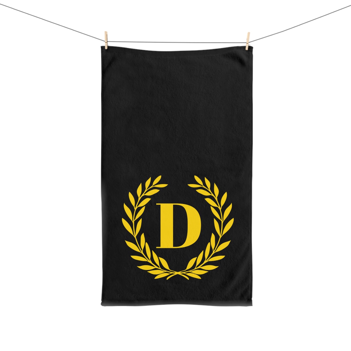 Elegant letter "D" Gold Laurel Monogram Hand Towel