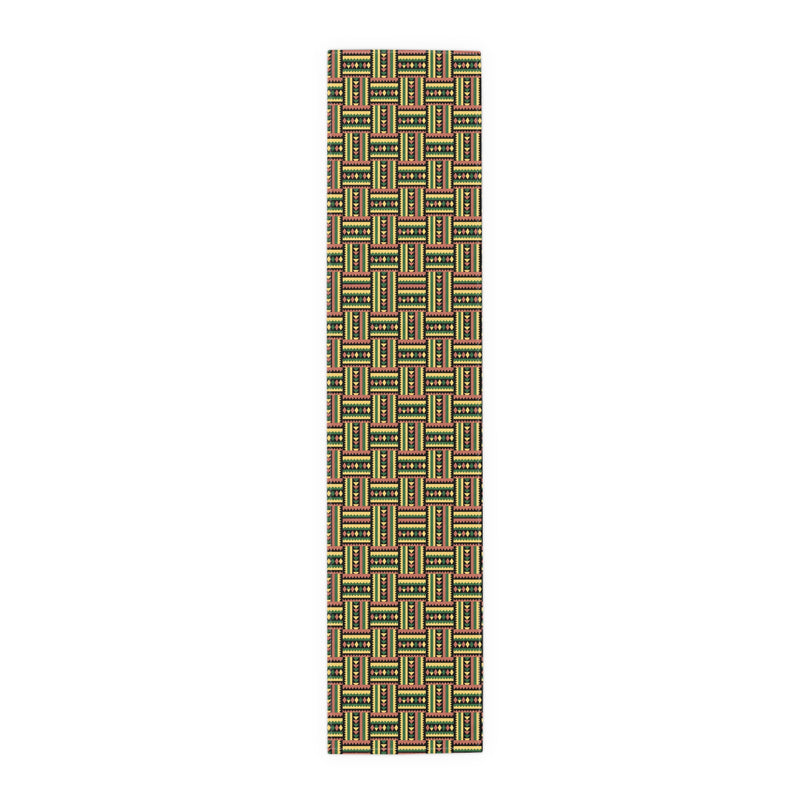 Geometric Colorful Woven Kente Pattern Table Runner