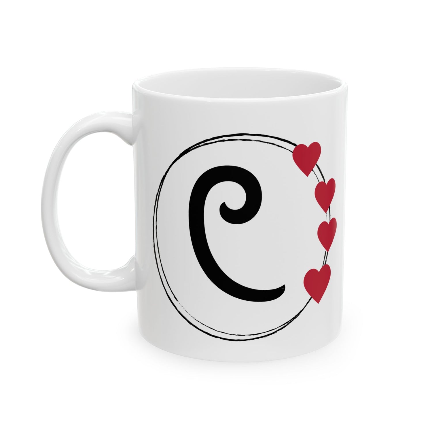 Letter "C" Monogram Heart Design Coffee Mug