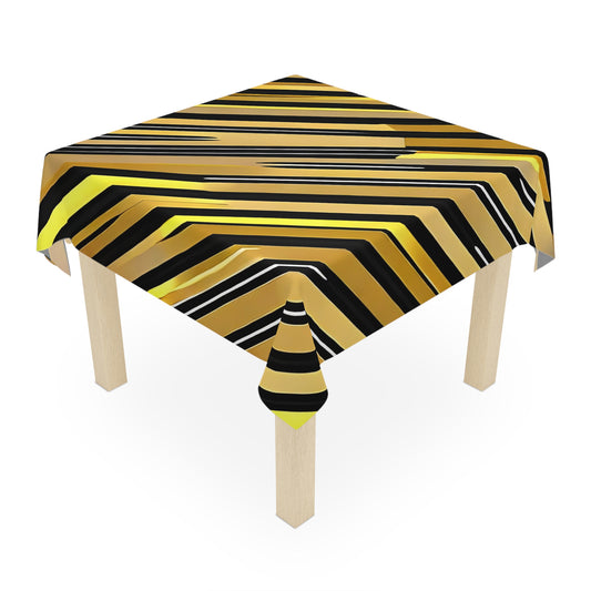 Gold and Black Stripe Pattern Tablecloth