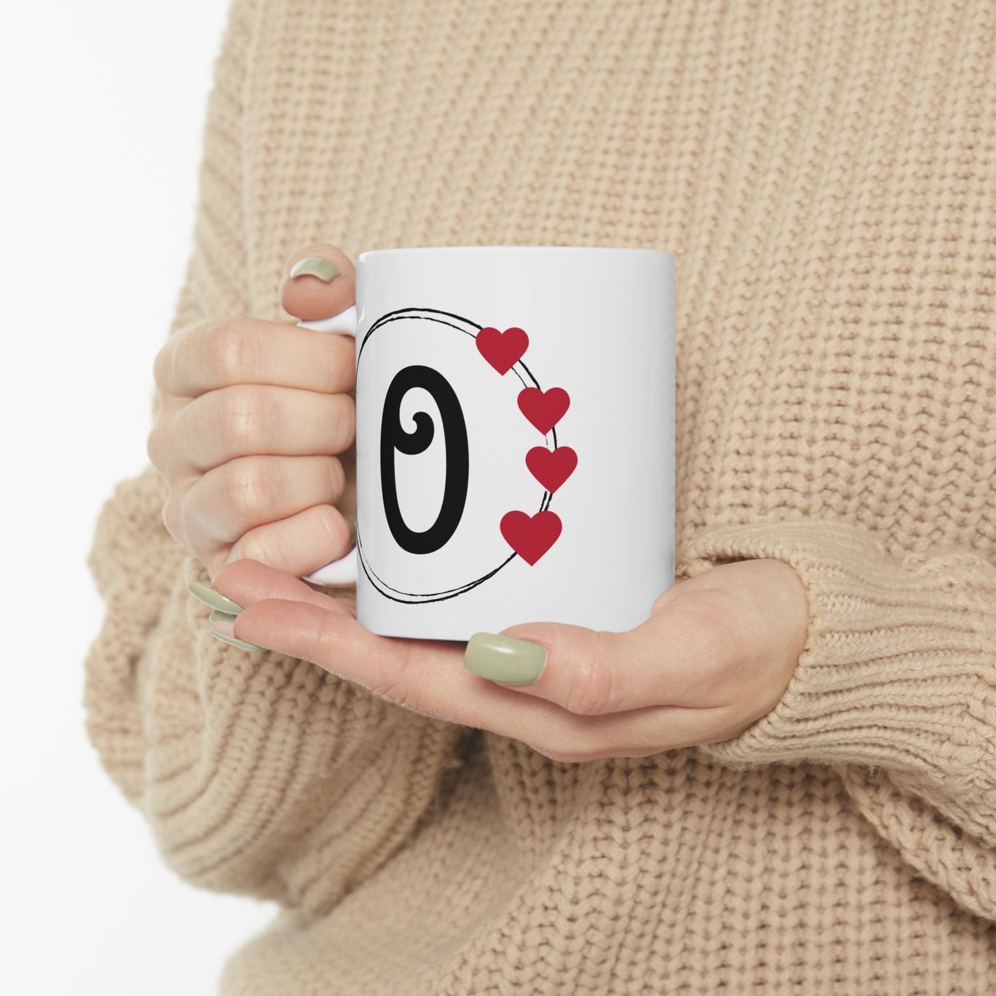 Letter "O" Monogram Heart Design Coffee Mug