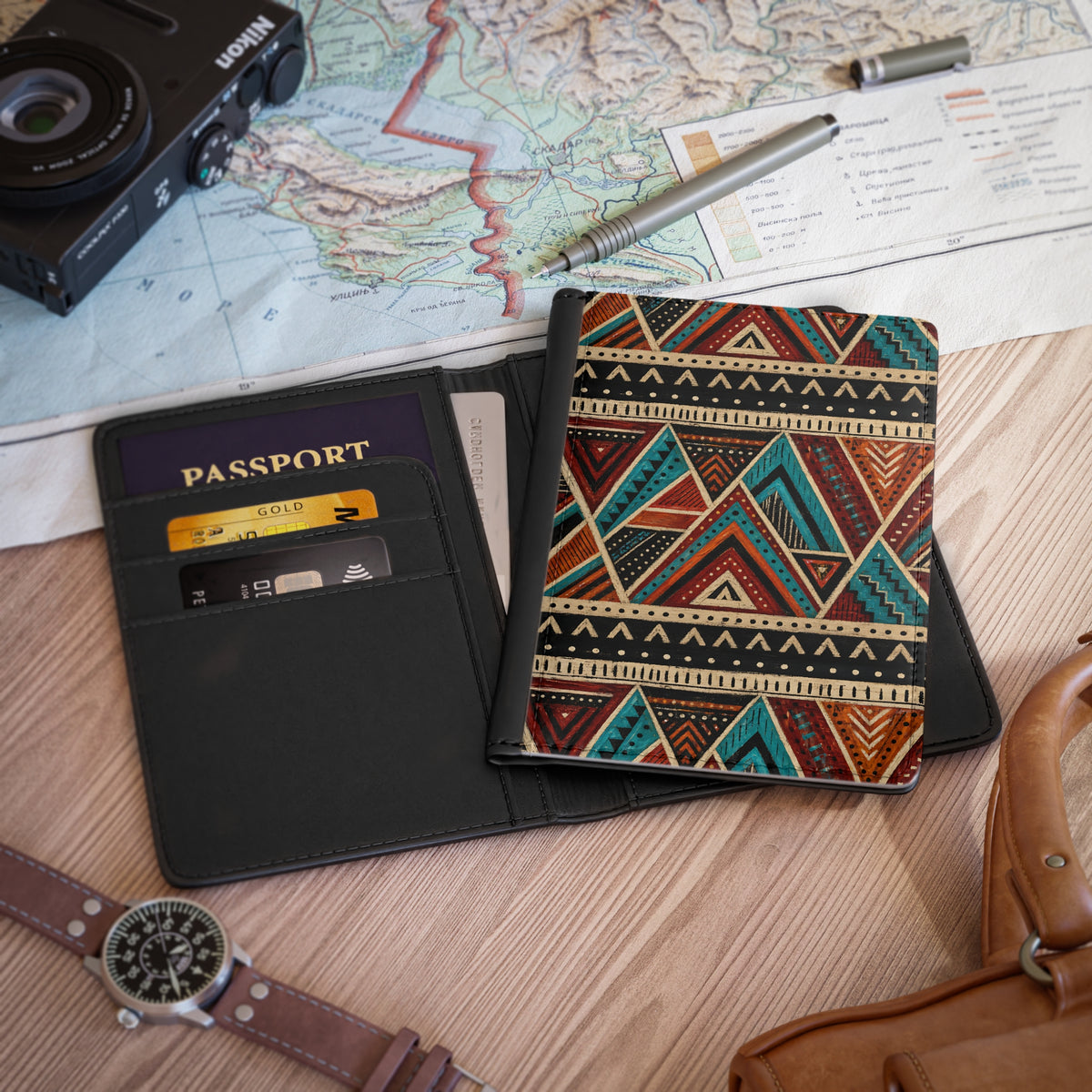 Geometric Tribal Pattern Passport Cover