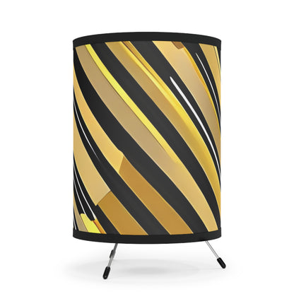 Gold and Black Stripe Pattern Tripod Lamp