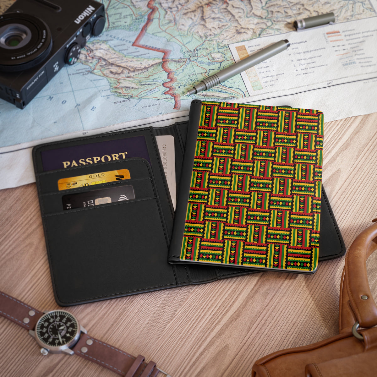 Colorful Geometric Kente African Print Passport Cover