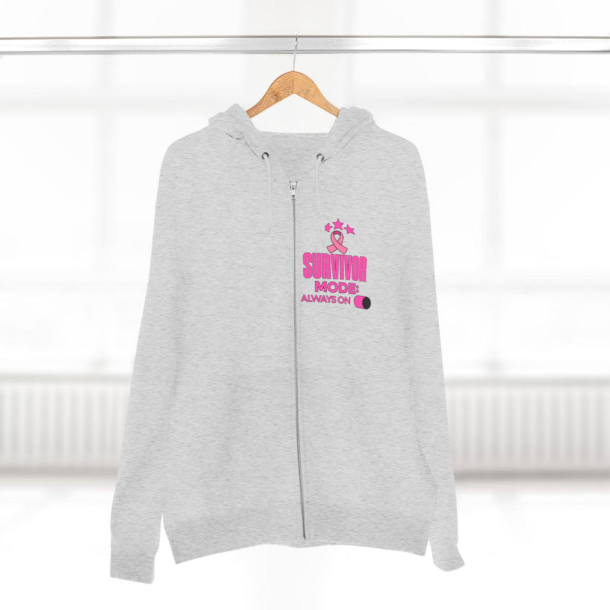 Survivor Mode: Always On - Breast Cancer Survivor Zip Hoodie
