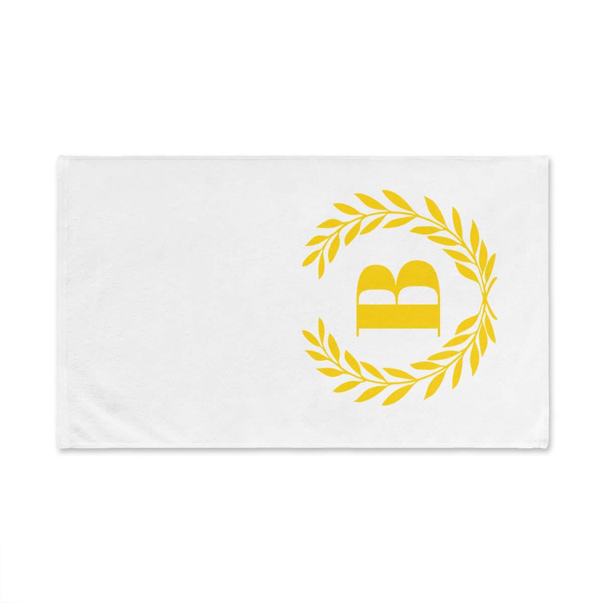 Elegant letter "B" Gold Laurel Monogram White Hand Towel