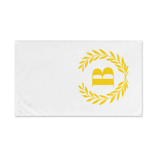 Elegant letter "B" Gold Laurel Monogram White Hand Towel