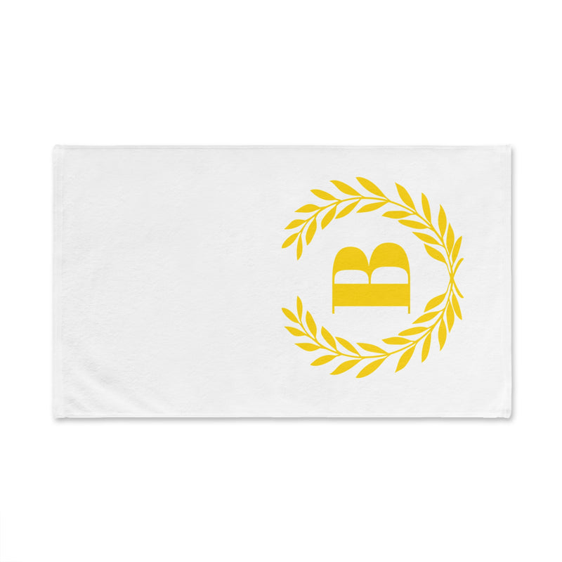 Elegant letter "B" Gold Laurel Monogram White Hand Towel