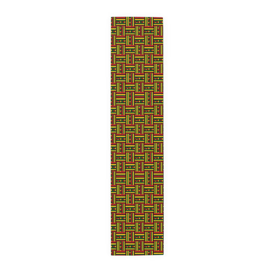 Geometric Colorful Woven Kente Pattern Table Runner