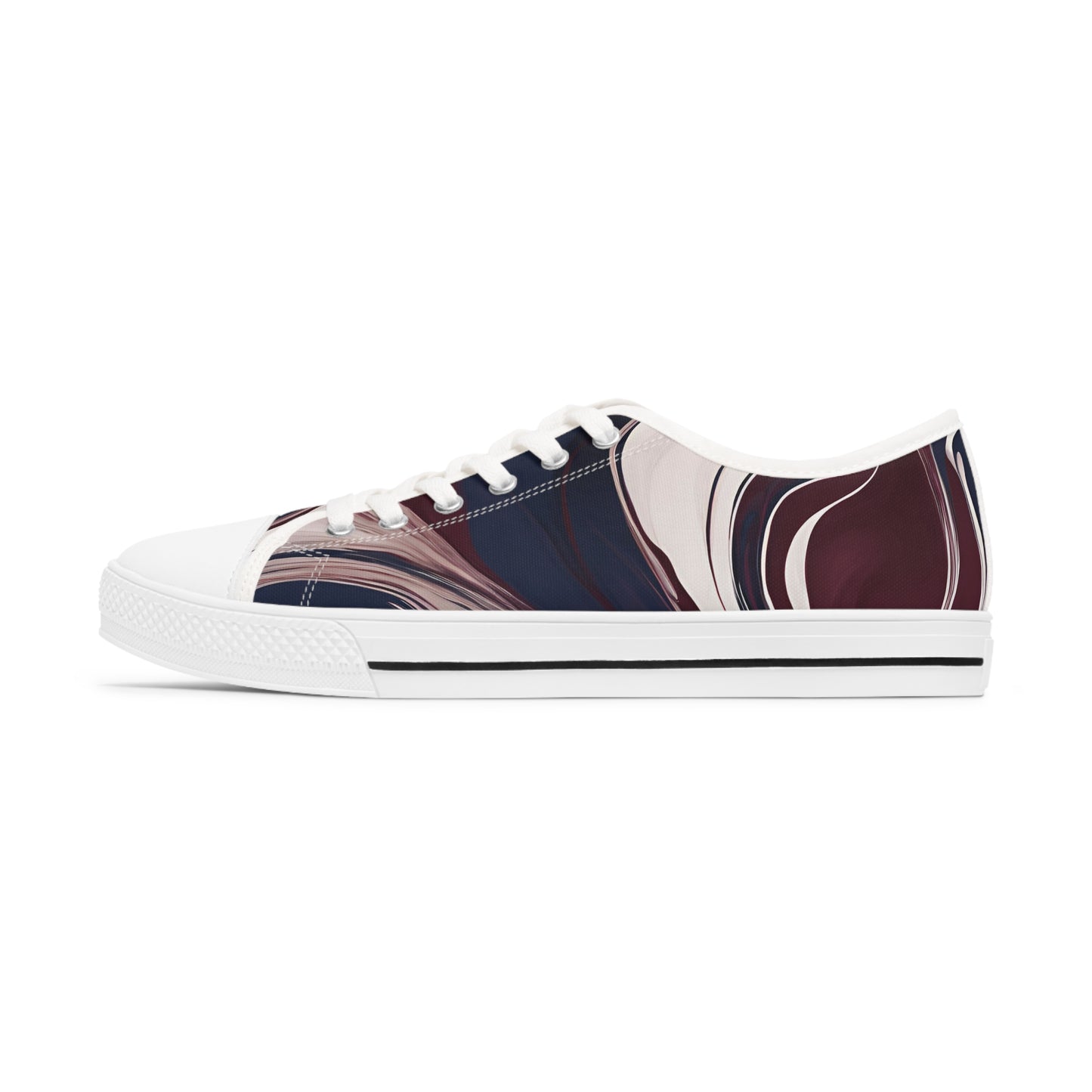 Burgundy and White Women's Low Top Sneakers