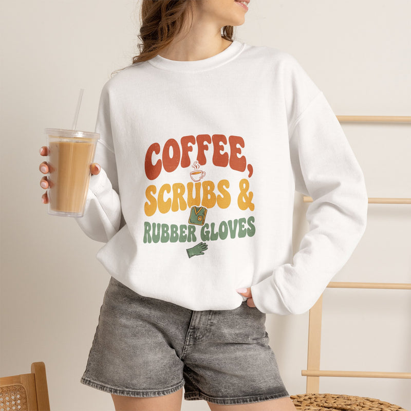 Coffee Scrubs and Rubber Gloves Sweatshirt — Funny Nurse Coffee Crewneck