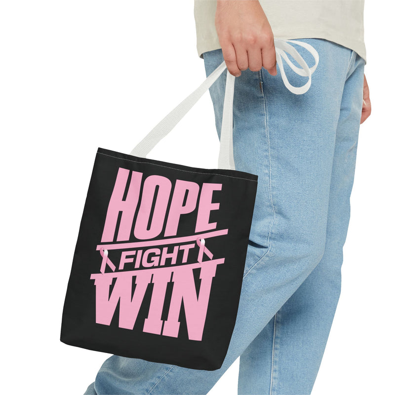 Hope, Fight, Win - Breast Cancer Survivor Tote Bag