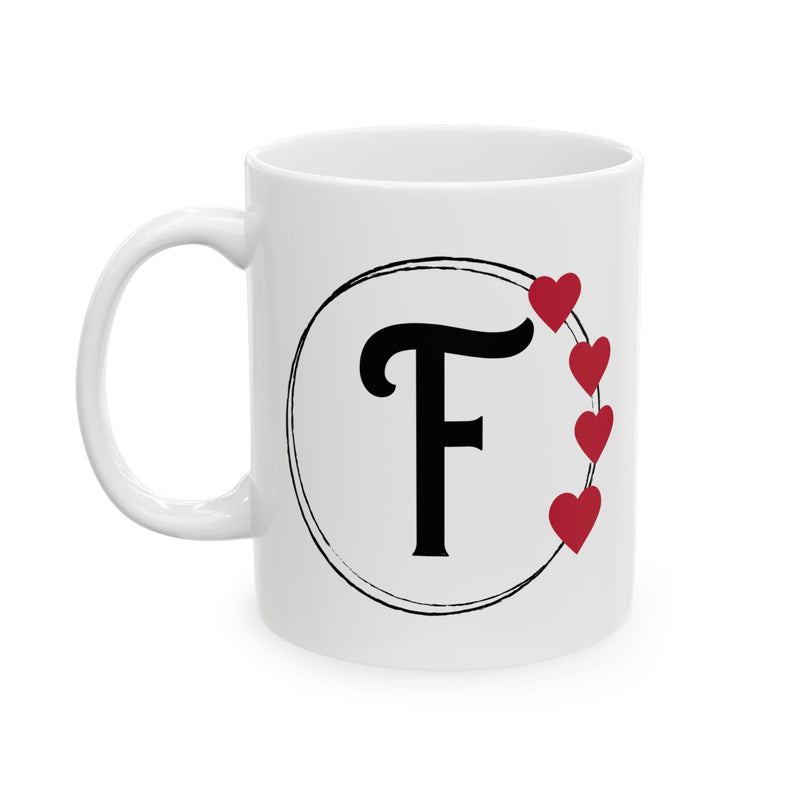 Letter "F" Monogram Heart Design Coffee Mug