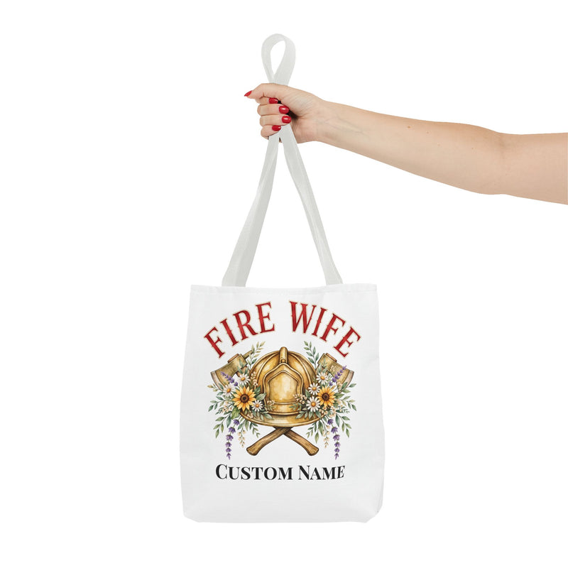 Personalized Fire Wife Tote Bag | Custom Name Firefighter Wife Gift