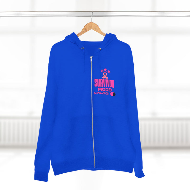 Survivor Mode: Always On - Breast Cancer Survivor Zip Hoodie