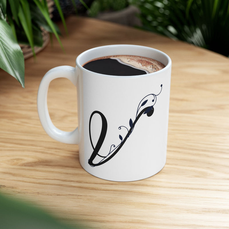 Letter "V" Decorative Monogram Design Coffee Mug