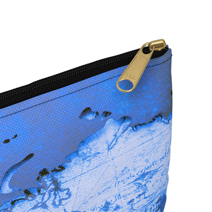 Blue World Map Accessory Pouch