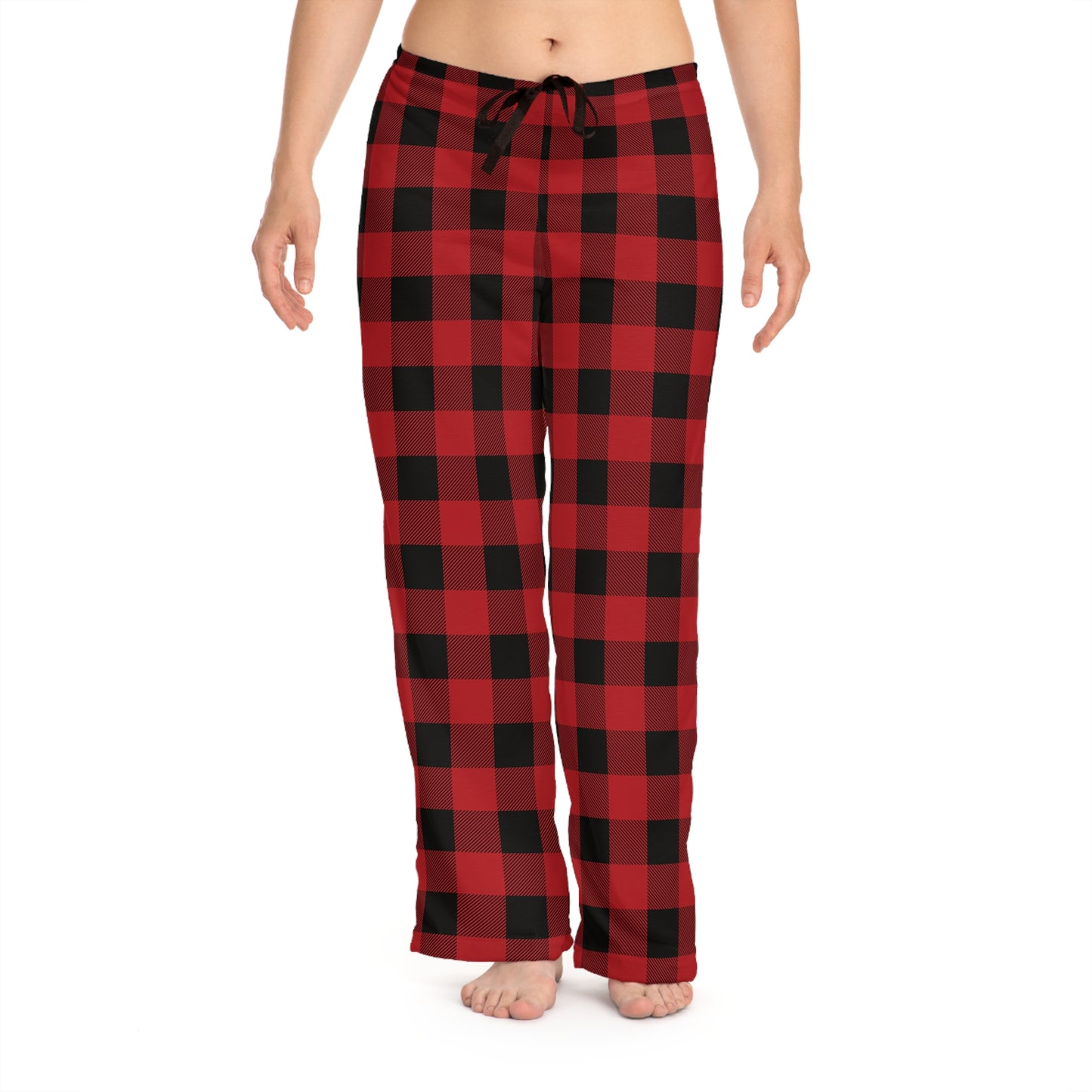 Red Checkered Plaid Pattern Women's Pajama Pants