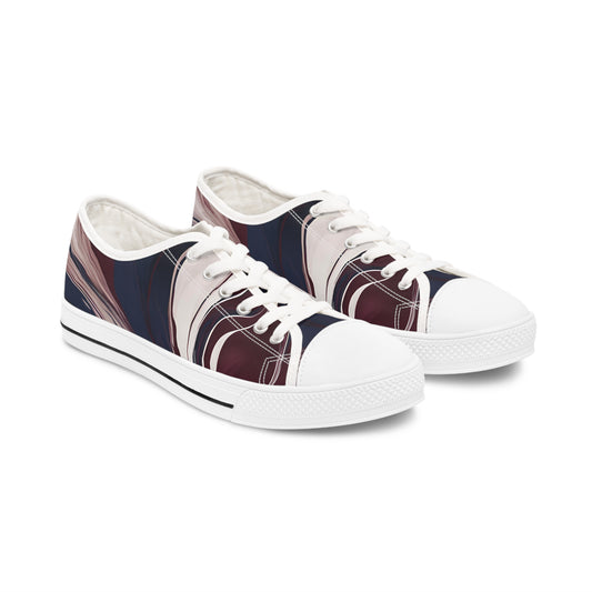 Burgundy and White Women's Low Top Sneakers