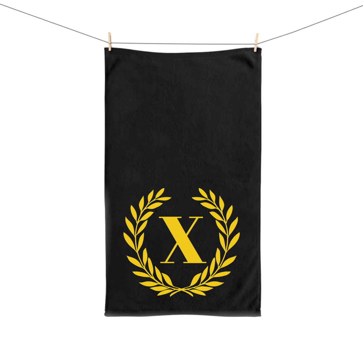 Elegant letter "X" Gold Laurel Monogram Hand Towel