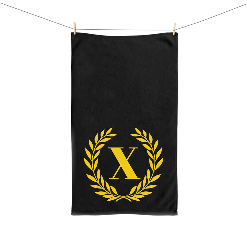 Elegant letter "X" Gold Laurel Monogram Hand Towel