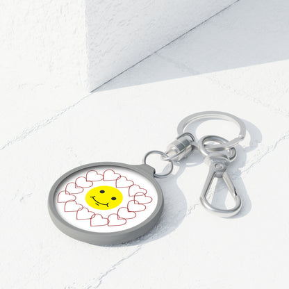 Smiley Face Heart Keyring Tag