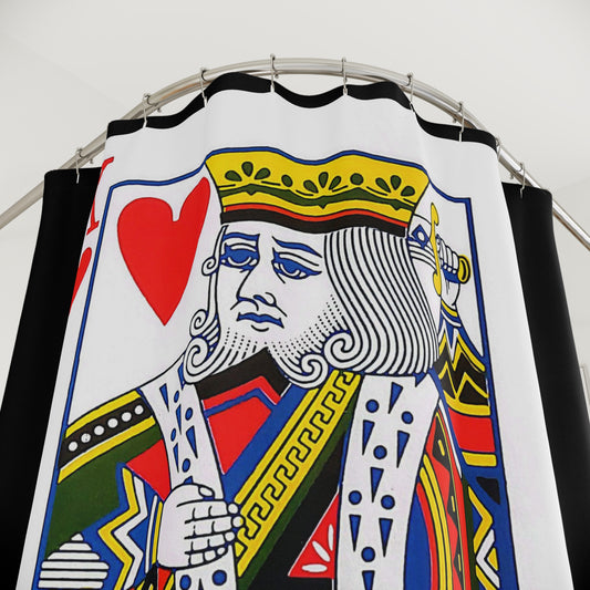 King of Hearts Playing Card - Shower Curtain - Black