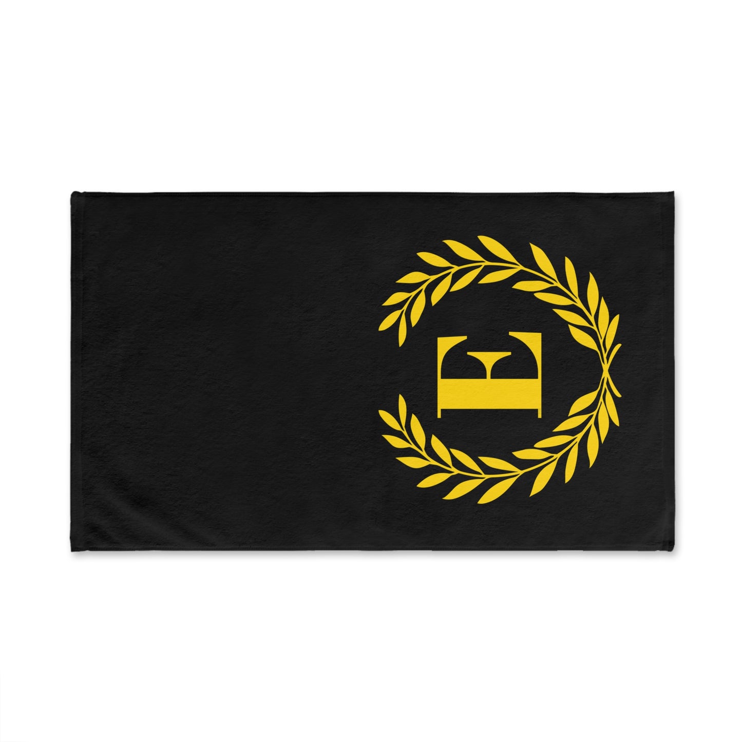 Elegant letter "E" Gold Laurel Monogram Hand Towel